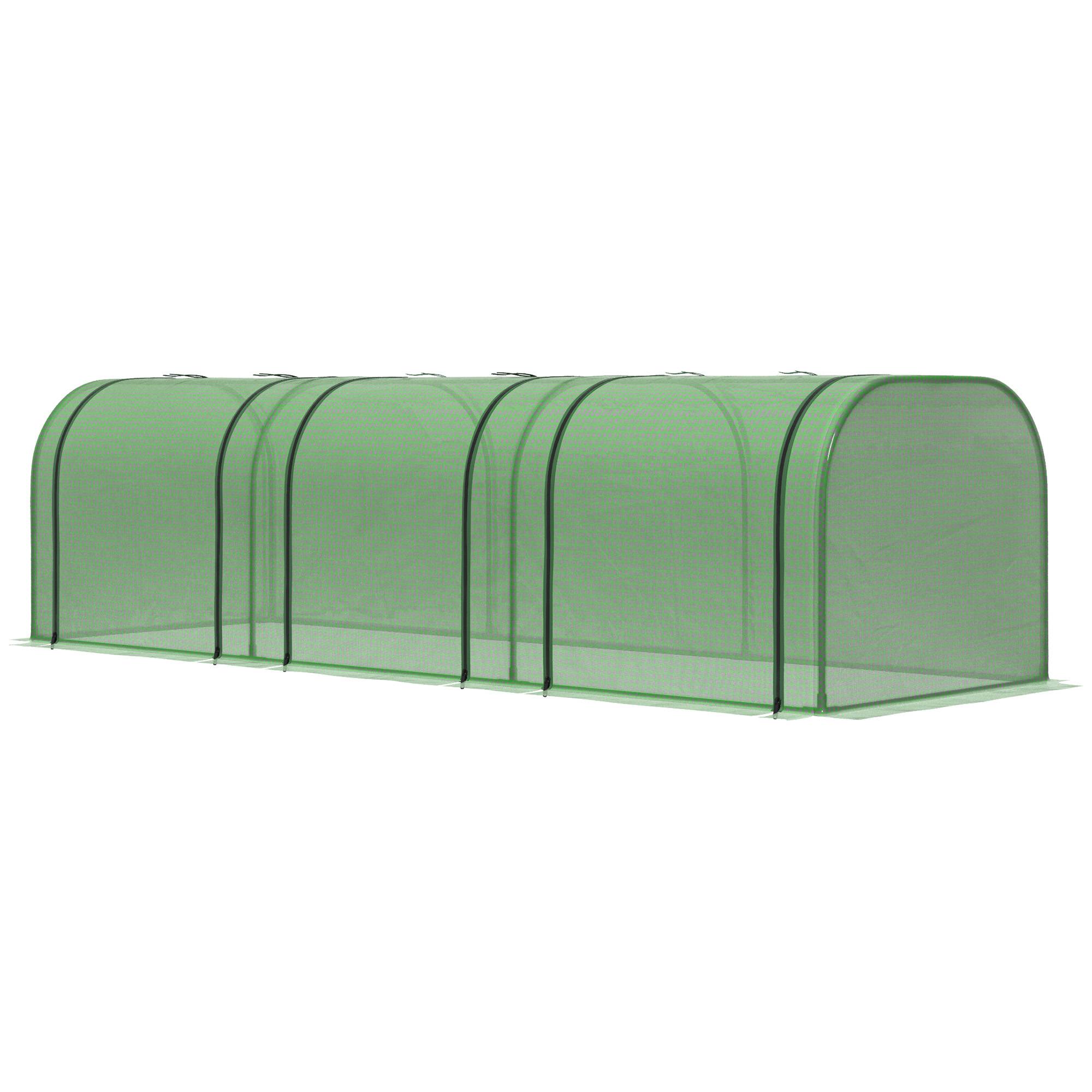 Sans Marque - Serre tunnel acier plastique PP portes enroulables 295x100x80 cm verte - Image 2