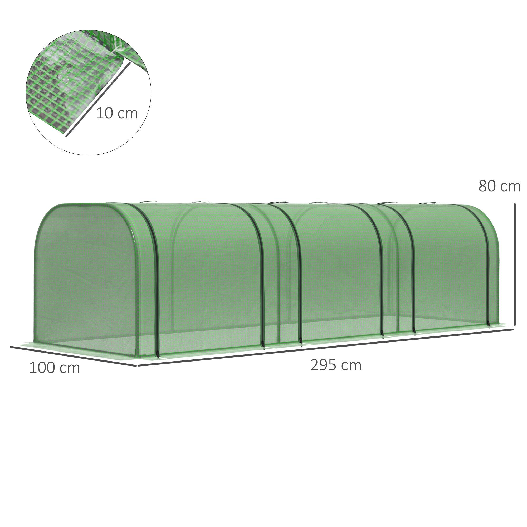 Sans Marque - Serre tunnel acier plastique PP portes enroulables 295x100x80 cm verte - Image 5
