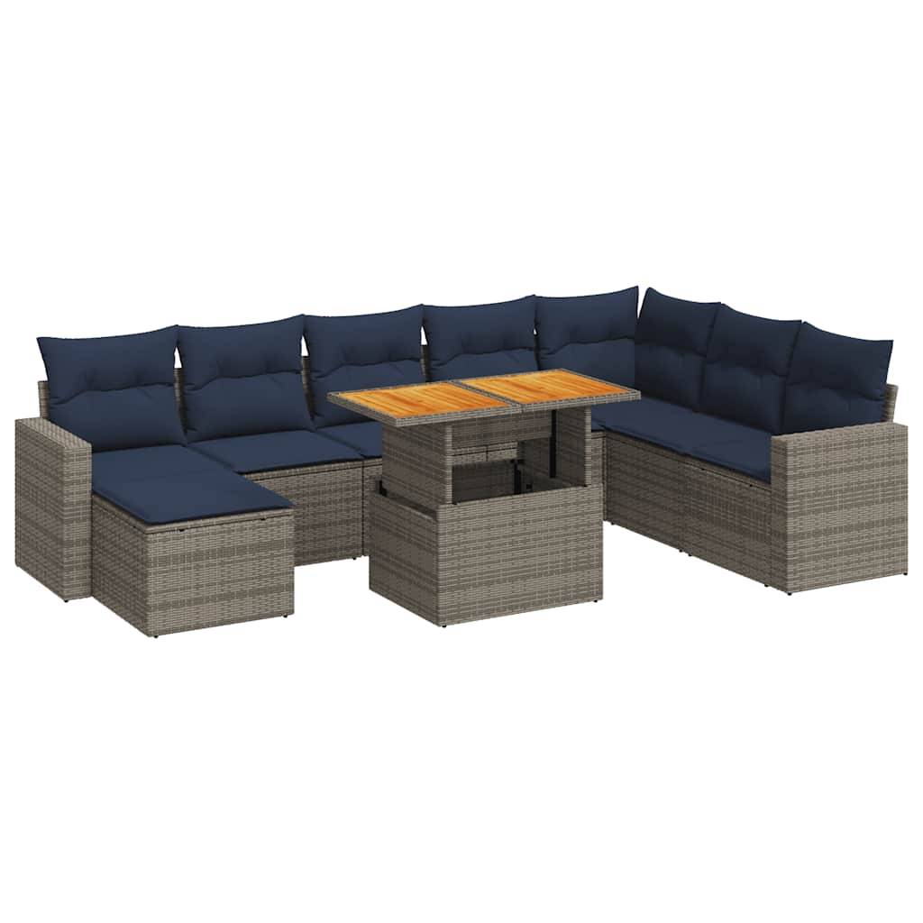 Salon de jardin 8 places gris résine tressée avec pouf table haute et rangements intégrés – ComfortXL Outdoor Living - Image 2