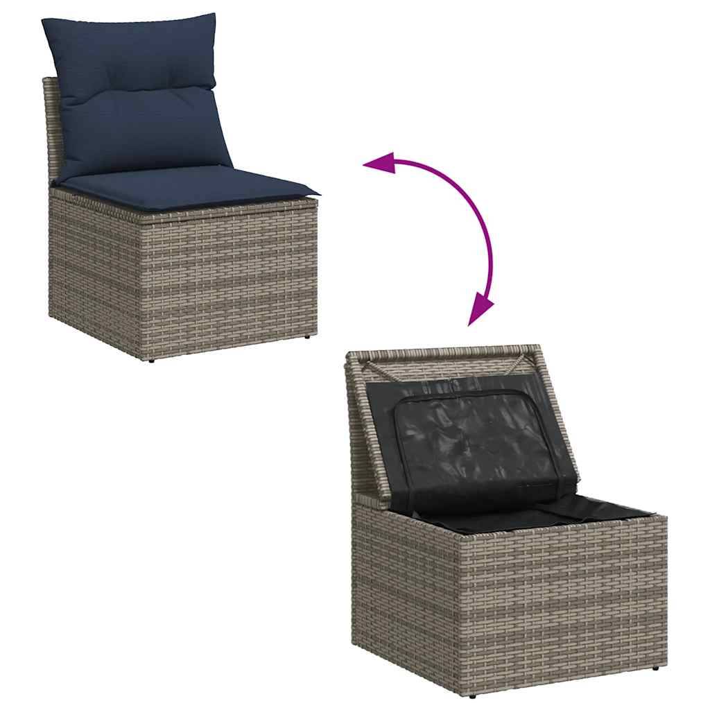 Salon de jardin 8 places gris résine tressée avec pouf table haute et rangements intégrés – ComfortXL Outdoor Living - Image 8