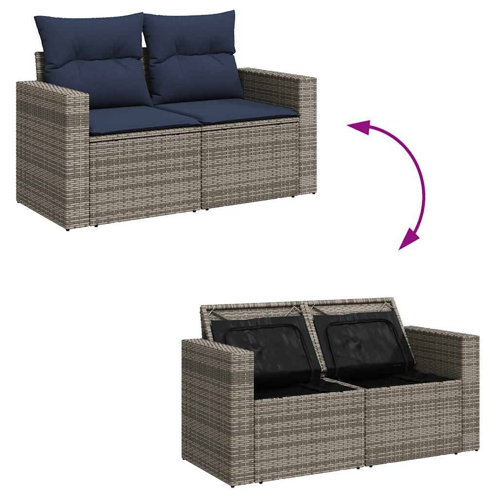 Salon de jardin 8 places gris résine tressée avec pouf table haute et rangements intégrés – ComfortXL Outdoor Living - Image 3