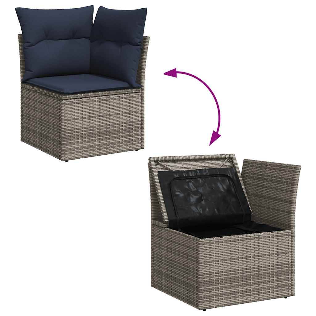 Salon de jardin 8 places gris résine tressée avec pouf table haute et rangements intégrés – ComfortXL Outdoor Living - Image 9