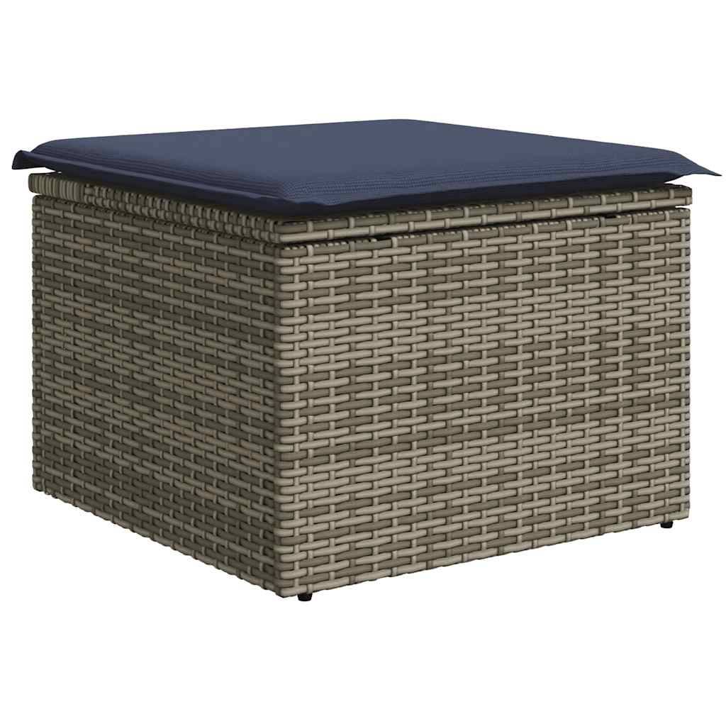 Salon de jardin 8 places gris résine tressée avec pouf table haute et rangements intégrés – ComfortXL Outdoor Living - Image 6