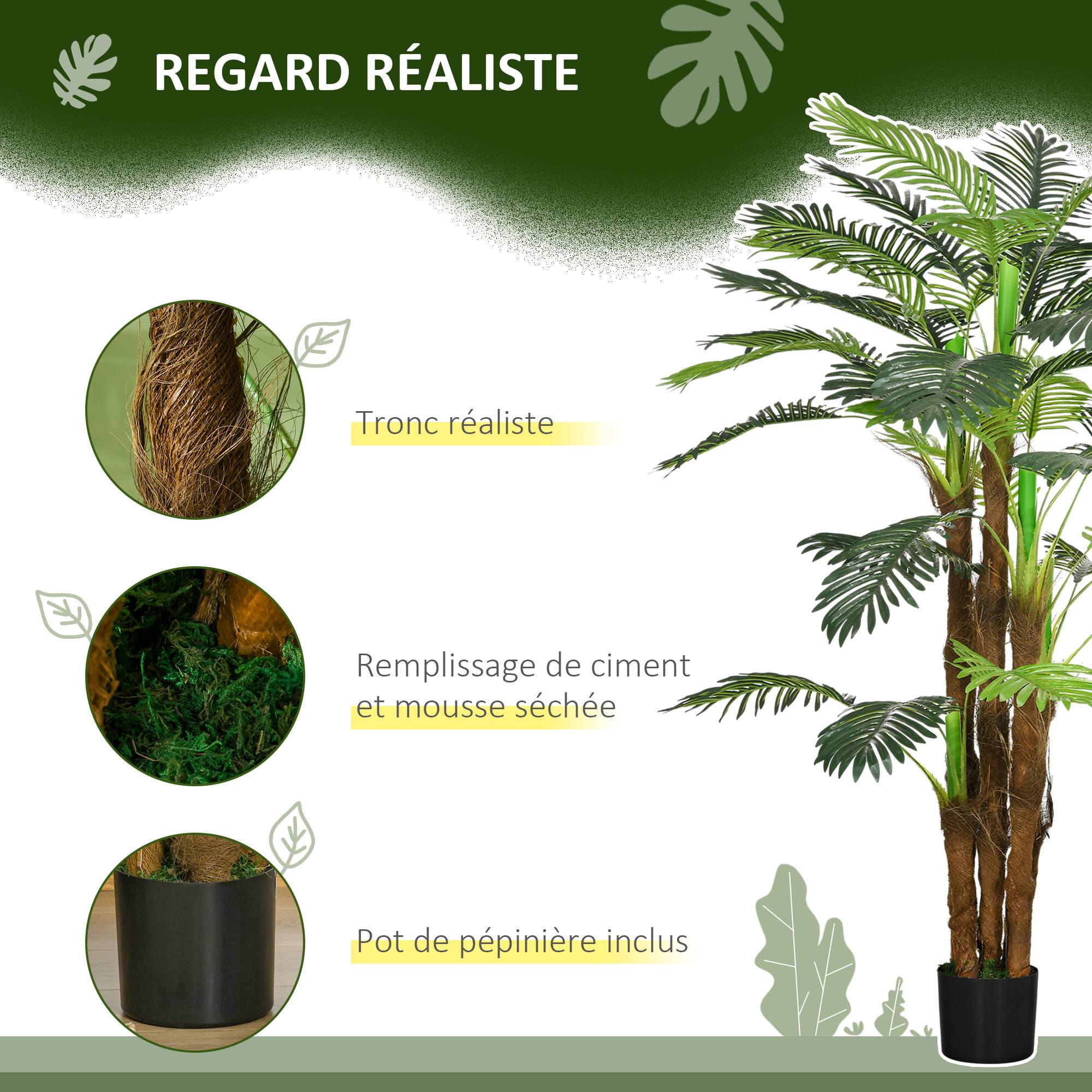Palmier artificiel plastique vert 16 x 16 x 160 cm - PANGIVO - Image 7