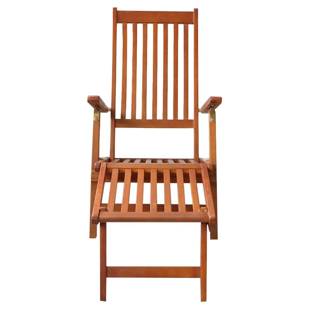 Helloshop26 - Transat chaise longue bain de soleil lit de jardin terrasse meuble d'extérieur avec repose-pied et coussin acacia solide - Imagen 3