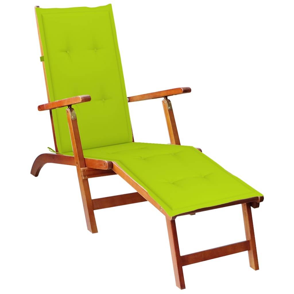 Helloshop26 - Transat chaise longue bain de soleil lit de jardin terrasse meuble d'extérieur avec repose-pied et coussin acacia solide - Imagen 1