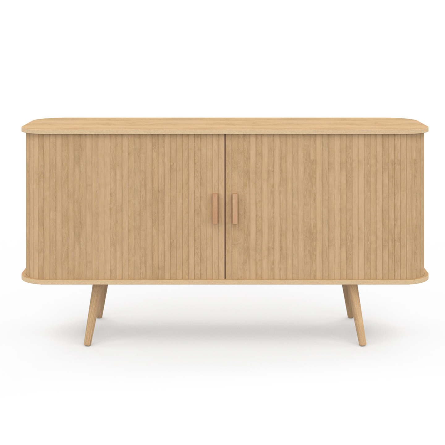 Buffet 140 cm ROMIE 2 portes coulissantes latte tasseau bois coloris chêne - Image 3