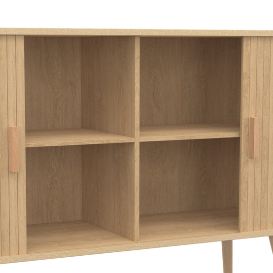 Buffet 140 cm ROMIE 2 portes coulissantes latte tasseau bois coloris chêne - Image 6