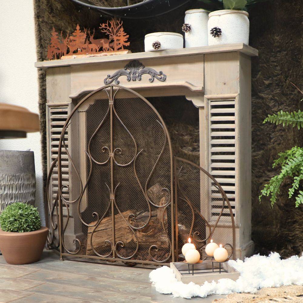 ° Bougeoir 4 supports en bois et métal marron 24 x 24 x 11 Chemin de campagne - Imagen 3