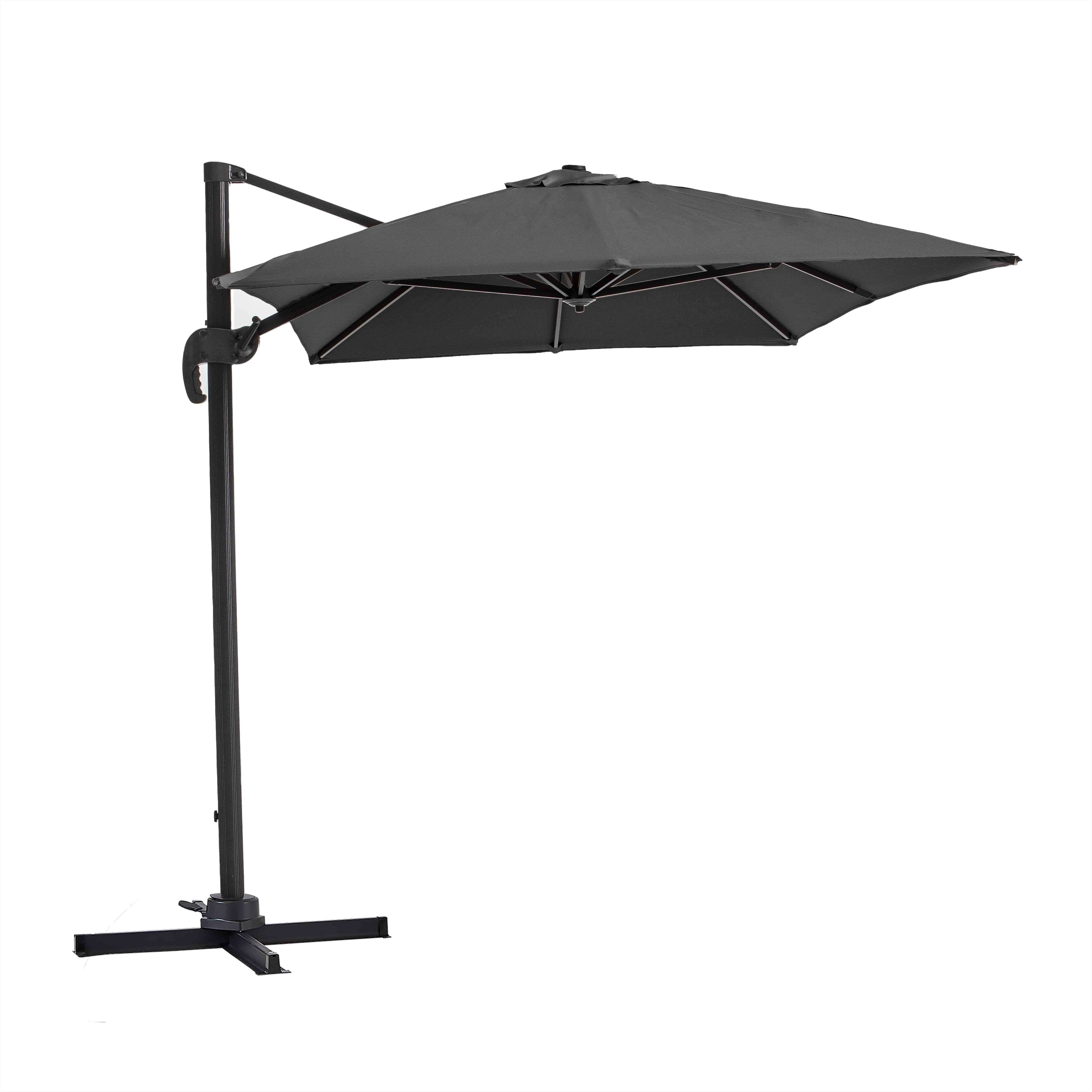 Oviala - Parasol déporté inclinable et rotatif 2x3 m et 4 dalles lestées gris Amalya - Oviala - Imagen 3