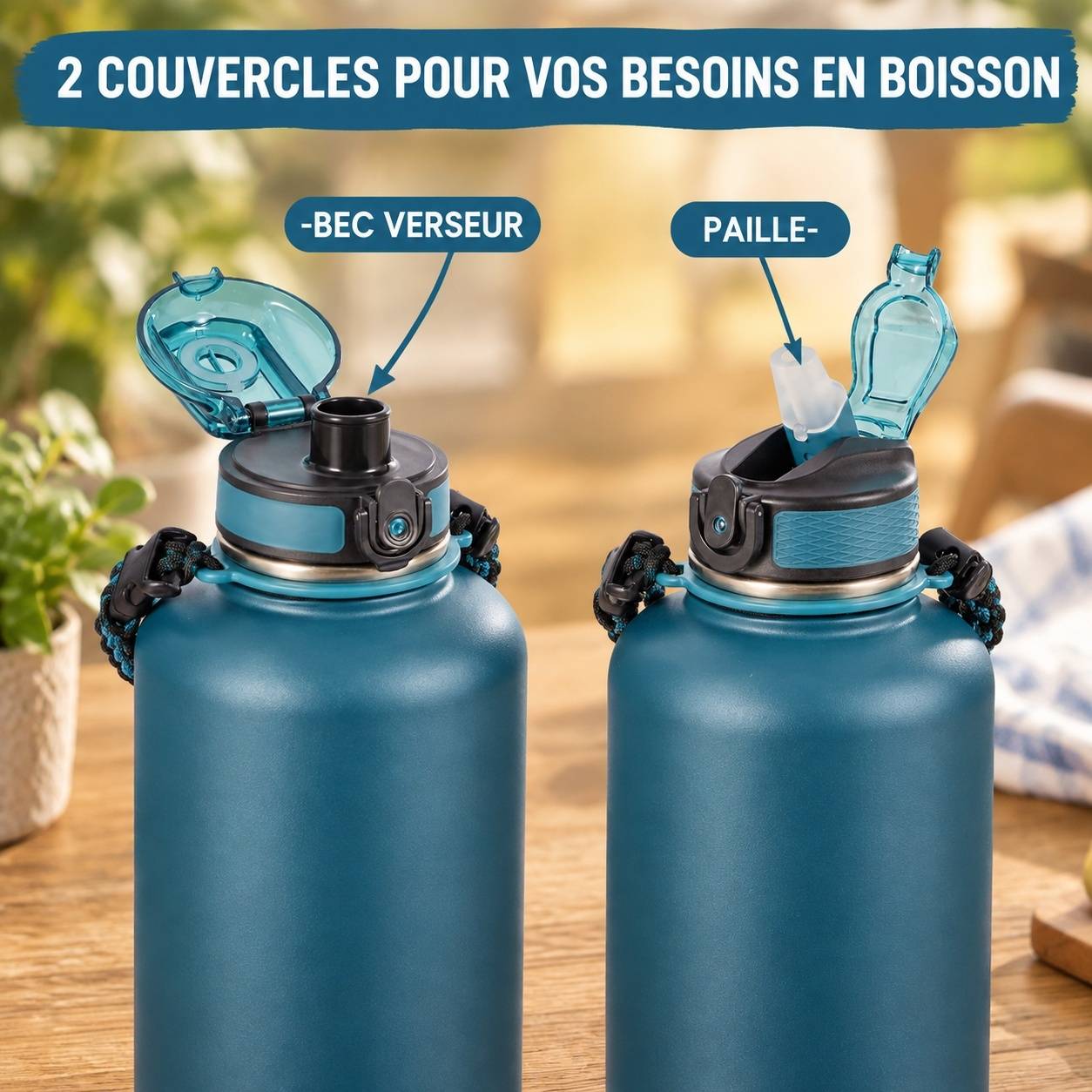 Bouteille Isotherme Acier Inox Double Paroi 1,9 L Étanche Sans BPA Garde Froid 48h - Image 2