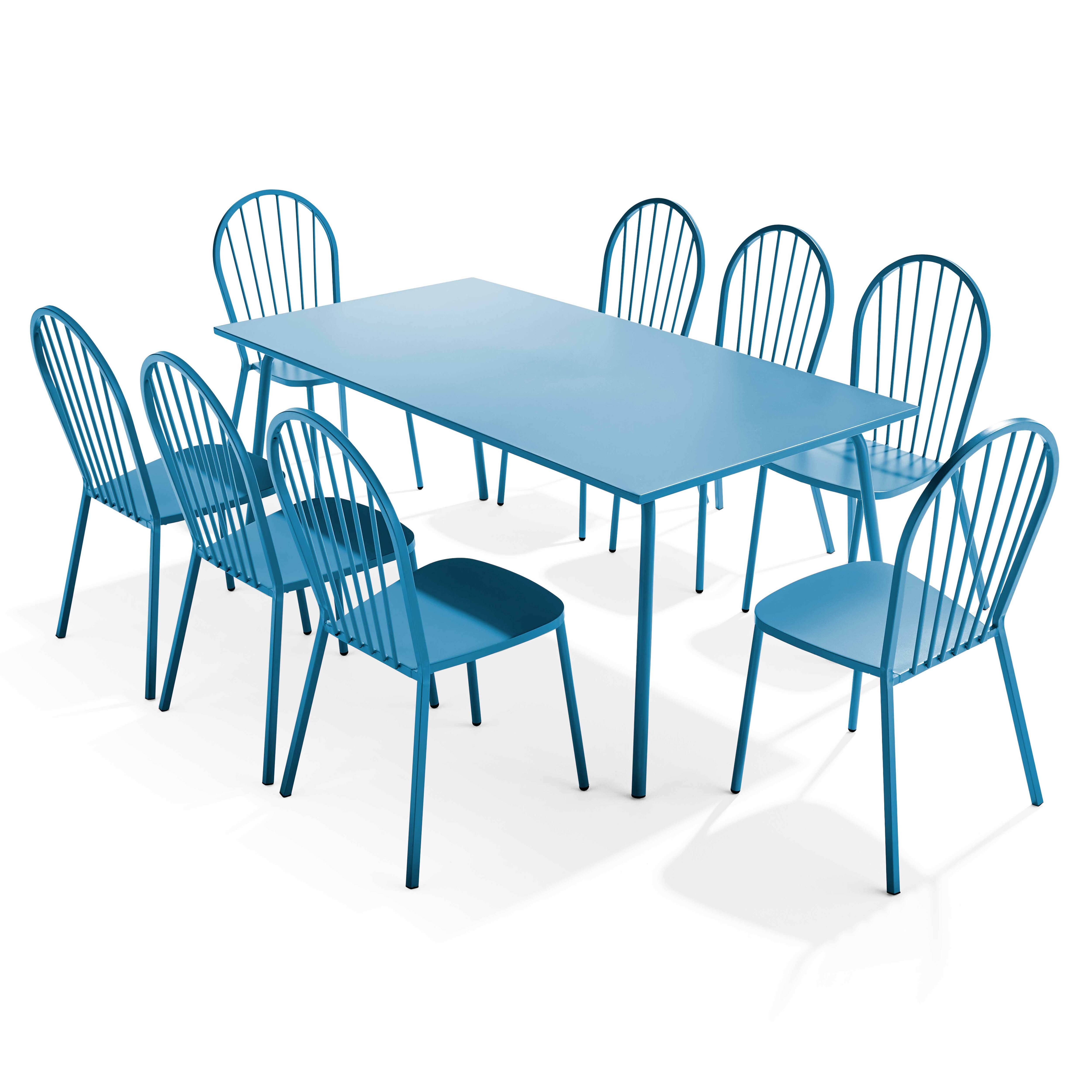 Oviala - Ensemble table de jardin et 8 chaises bistrot en acier bleu pacific Palavas - Oviala - Imagen 1