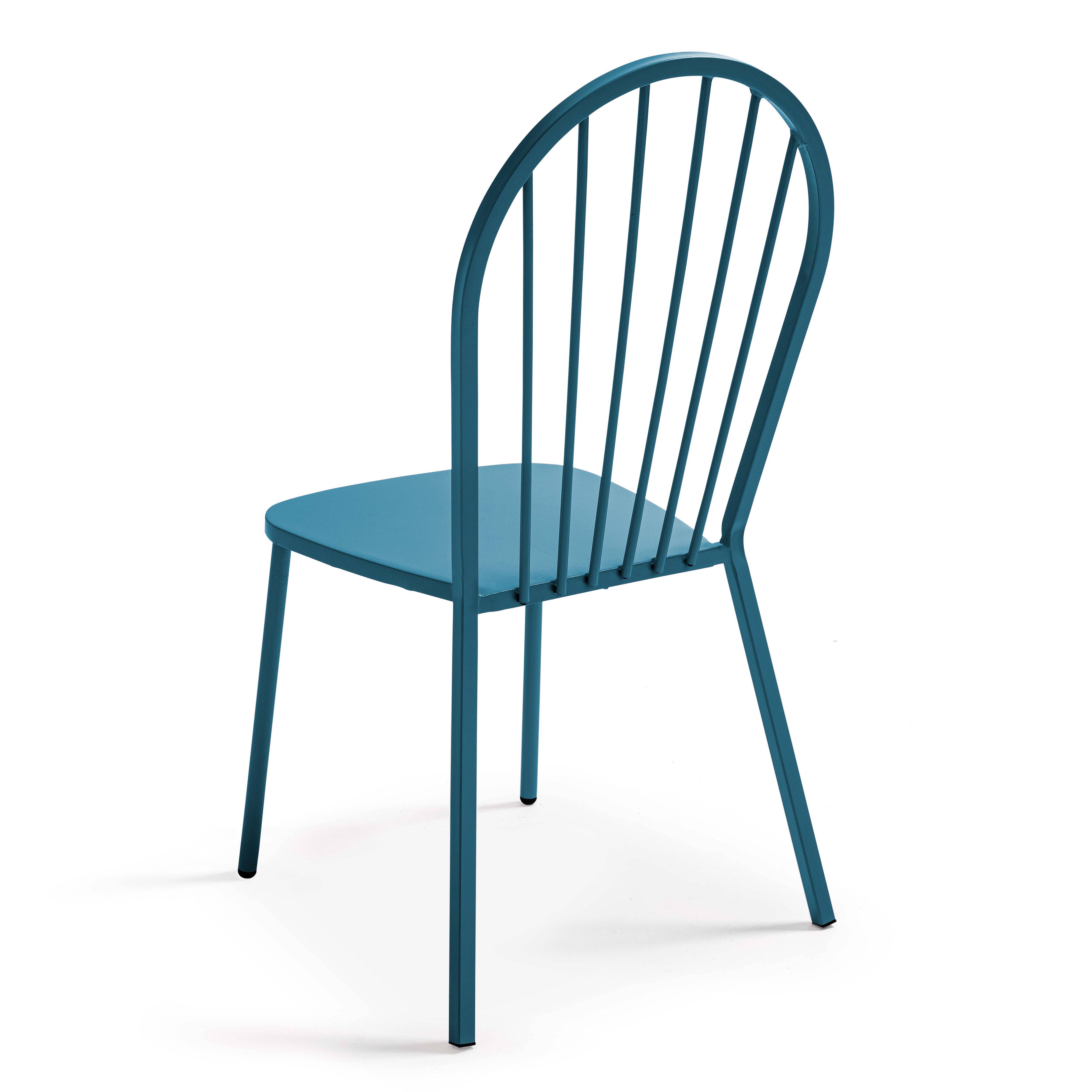 Oviala - Ensemble table de jardin et 8 chaises bistrot en acier bleu pacific Palavas - Oviala - Imagen 6