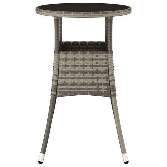 Table de Jardin Ronde 2 Personnes Ø60 cm Grise, Structure en Résine Tressée et Plateau Verre Sécurit – ComfortXL Outdoor Living - Image 3