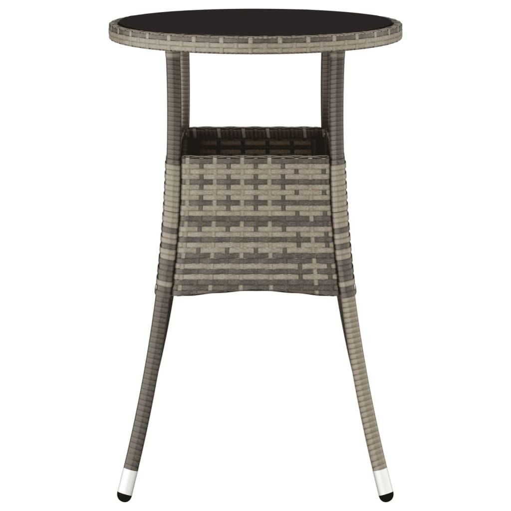 Table de Jardin Ronde 2 Personnes Ø60 cm Grise, Structure en Résine Tressée et Plateau Verre Sécurit – ComfortXL Outdoor Living - Image 3