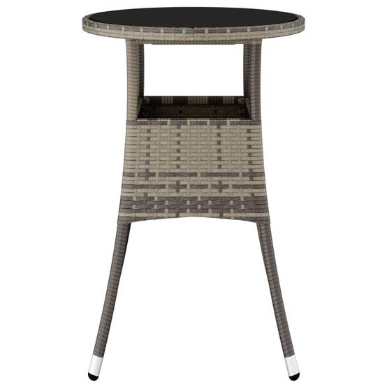 Table de Jardin Ronde 2 Personnes Ø60 cm Grise, Structure en Résine Tressée et Plateau Verre Sécurit – ComfortXL Outdoor Living - Image 4
