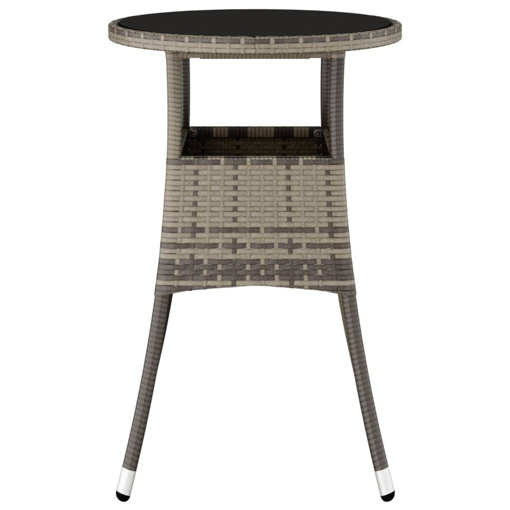 Table de Jardin Ronde 2 Personnes Ø60 cm Grise, Structure en Résine Tressée et Plateau Verre Sécurit – ComfortXL Outdoor Living - Image 4