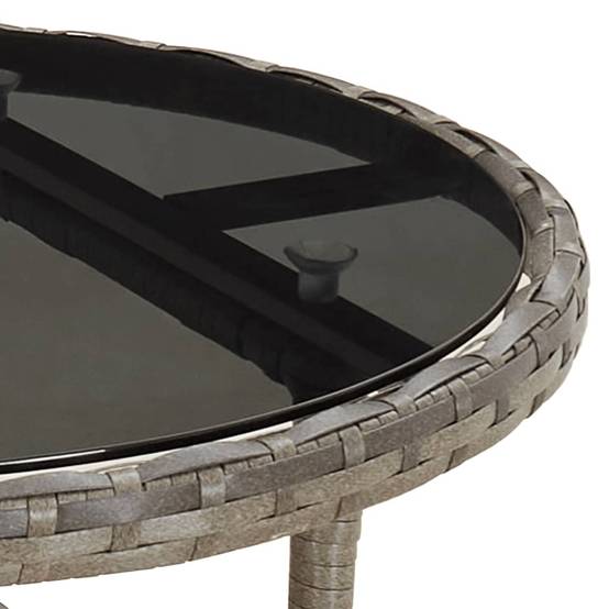 Table de Jardin Ronde 2 Personnes Ø60 cm Grise, Structure en Résine Tressée et Plateau Verre Sécurit – ComfortXL Outdoor Living - Image 5