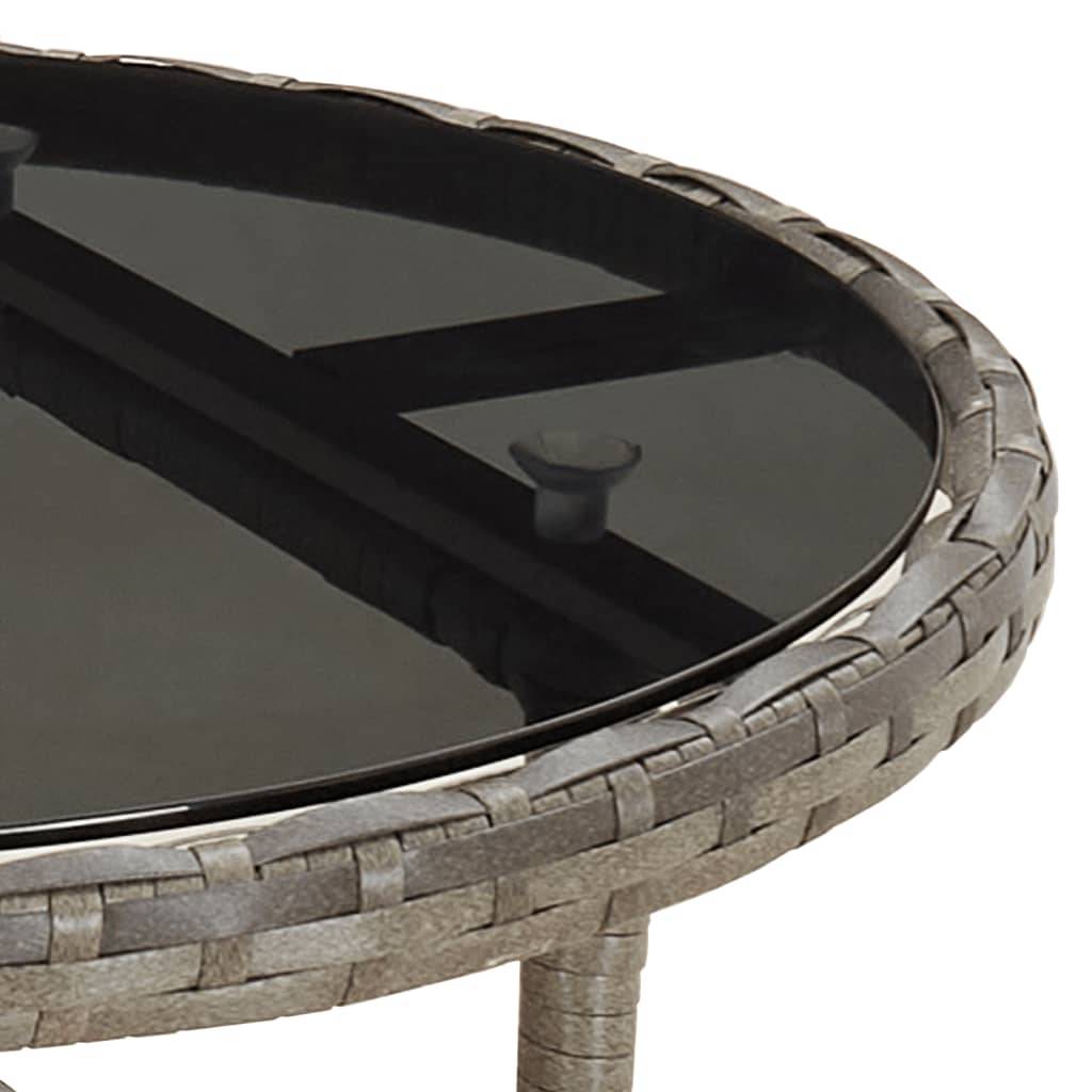 Table de Jardin Ronde 2 Personnes Ø60 cm Grise, Structure en Résine Tressée et Plateau Verre Sécurit – ComfortXL Outdoor Living - Image 5
