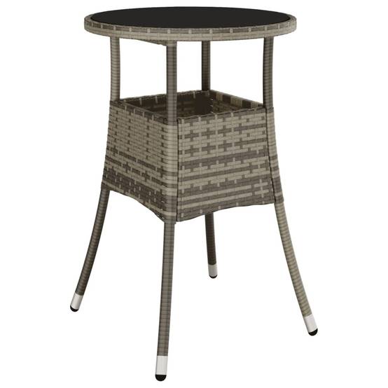 Table de Jardin Ronde 2 Personnes Ø60 cm Grise, Structure en Résine Tressée et Plateau Verre Sécurit – ComfortXL Outdoor Living - Image 2