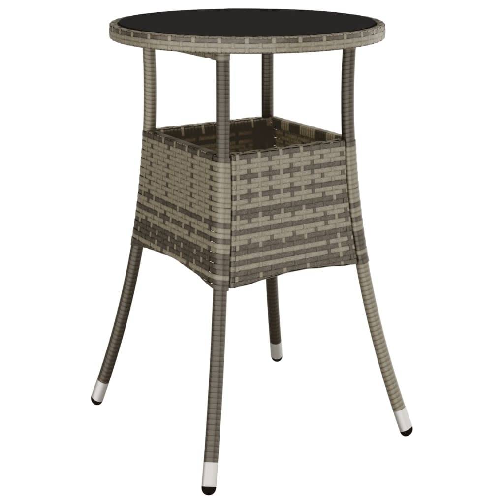 Table de Jardin Ronde 2 Personnes Ø60 cm Grise, Structure en Résine Tressée et Plateau Verre Sécurit – ComfortXL Outdoor Living - Image 2