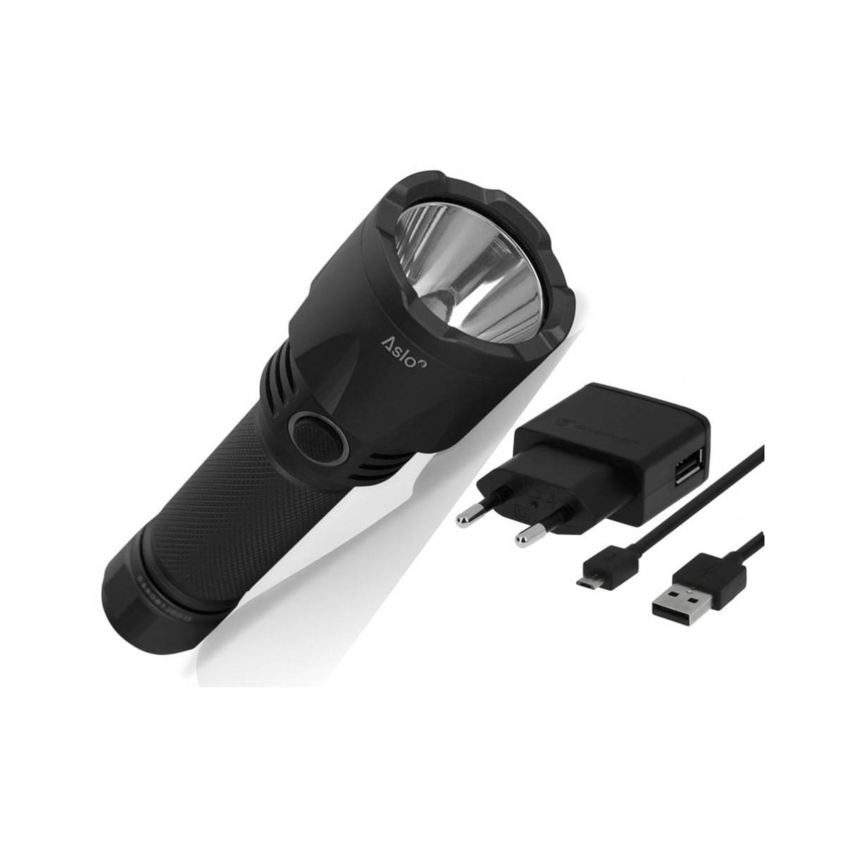 Lampe LED Torche à Batterie Rechargeable 2.6Ah USB / 230V 1000 Lumens Portée 280m ASLO - Imagen 4