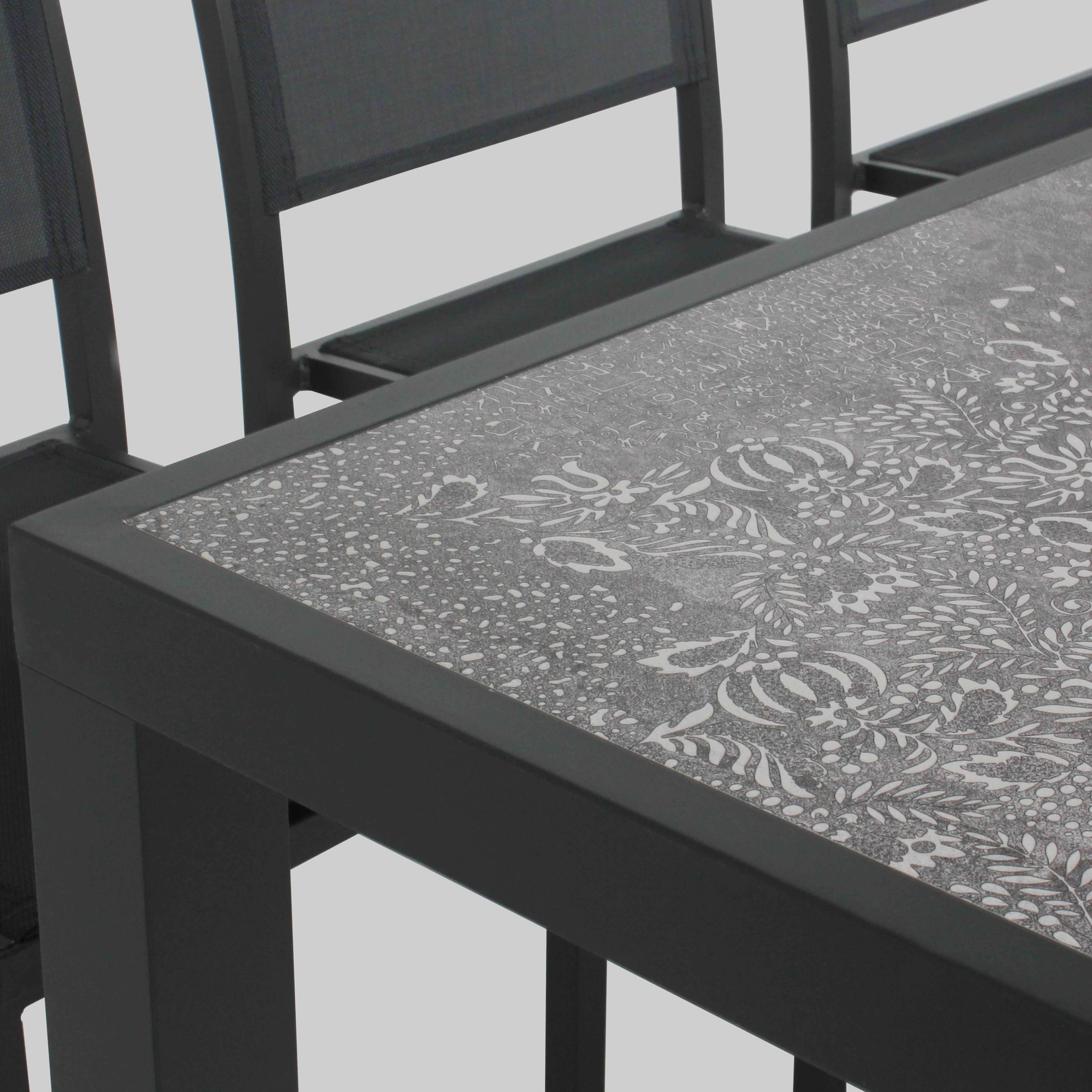 Oviala - Table de jardin en céramique effet stamp 8 places 185 cm - Oviala - Imagen 4