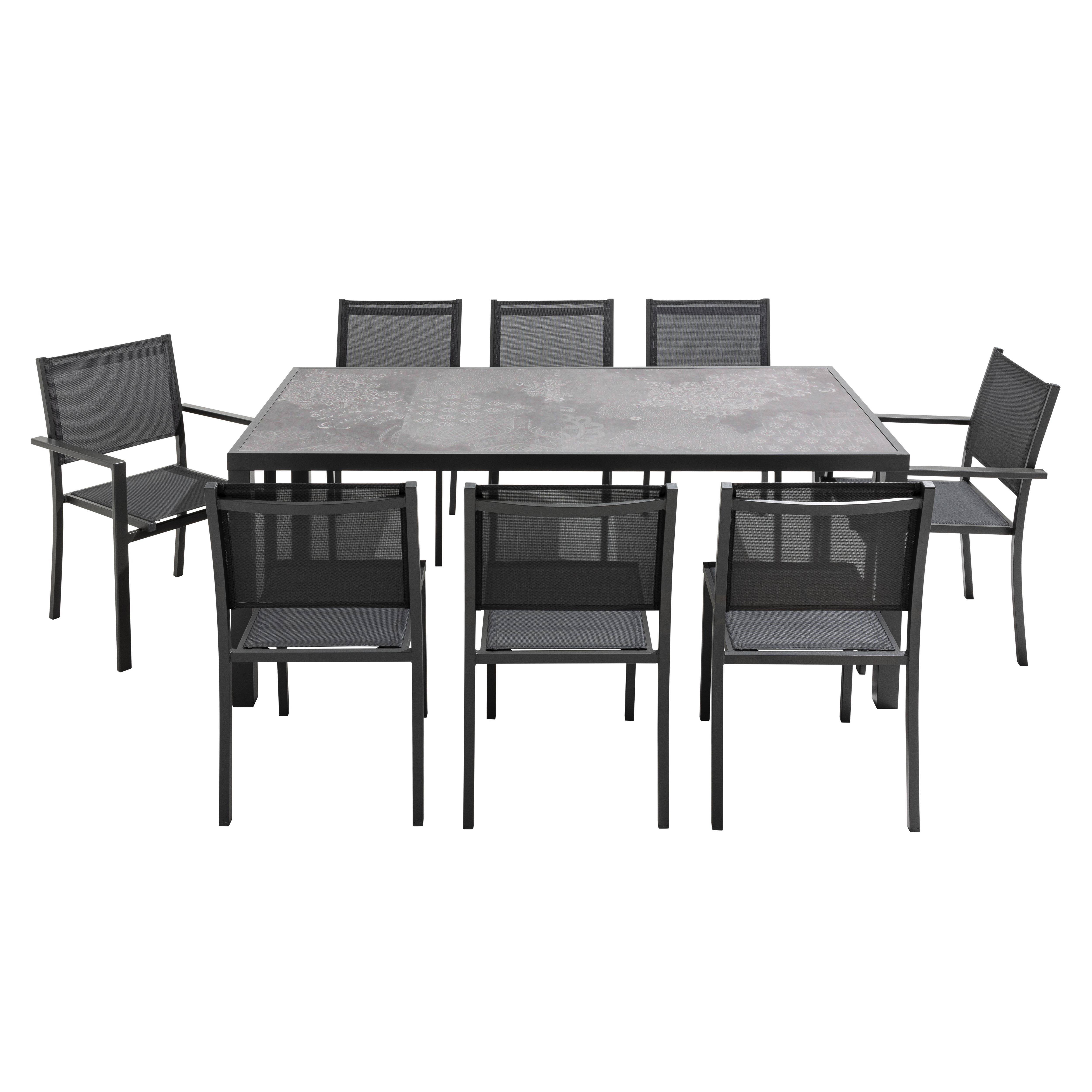 Oviala - Table de jardin en céramique effet stamp 8 places 185 cm - Oviala - Imagen 6
