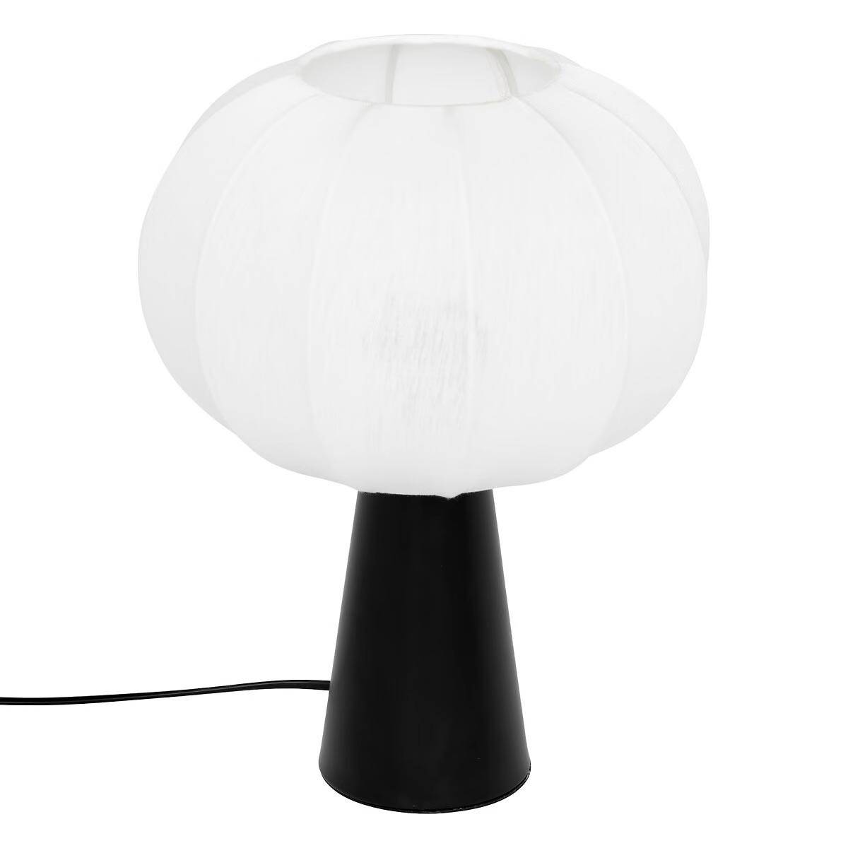 Lampe à Poser en Coton "Tobie" 33cm Blanc & Noir - Image 1