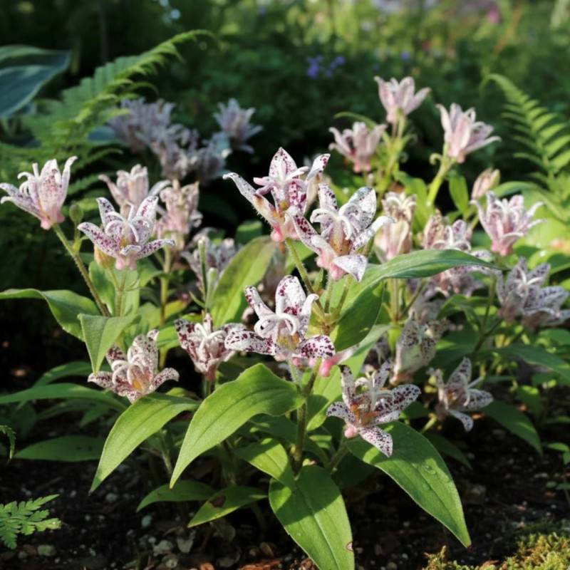 Lis orchidée Miyazaki, Tricyrtis à fleurs Rose/Blanche - feuillage Caduc - Godet - 5/20 cm