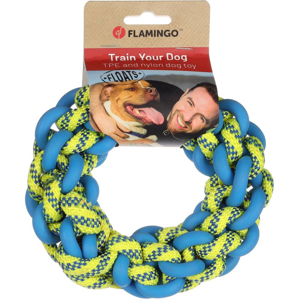 Jouet flottant Anneau Corde Bleu & Jaune ø 17 cm x 5 cm pour chien - Image 3