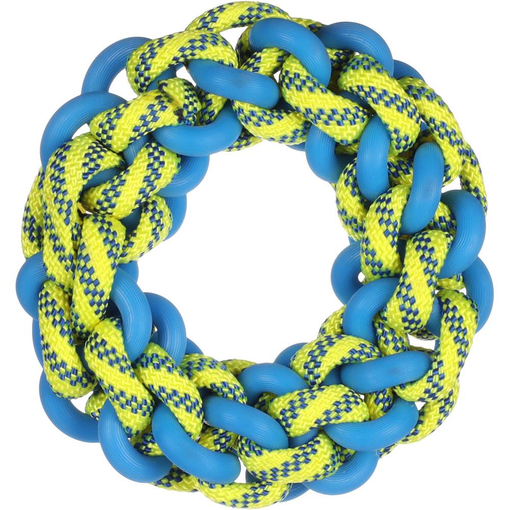 Jouet flottant Anneau Corde Bleu & Jaune ø 17 cm x 5 cm pour chien - Image 1