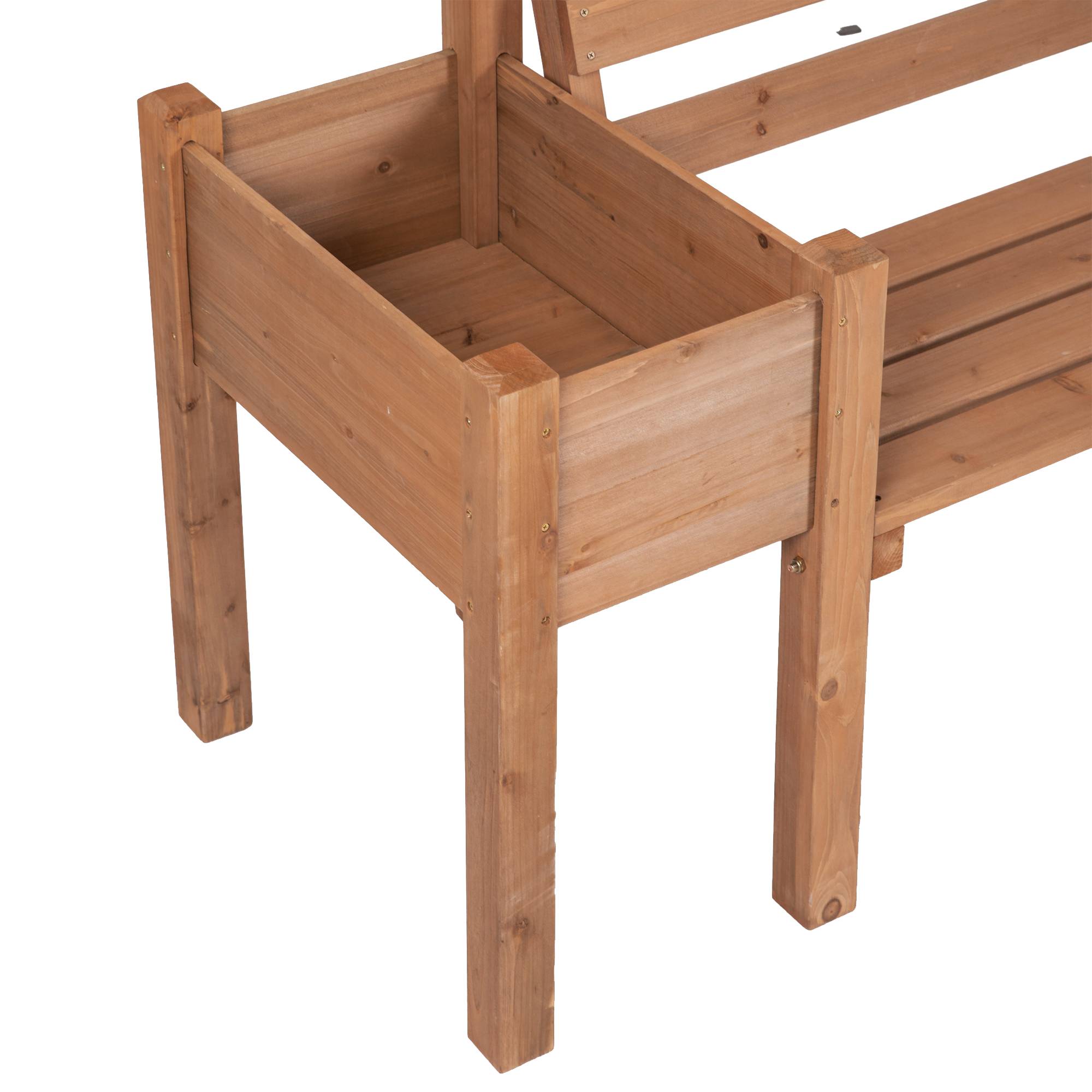 ComfortXL - Banc de jardin 2 places bois de sapin brun 184 x 59 x 95 cm extérieur avec jardinières intégrées latérales - Image 9