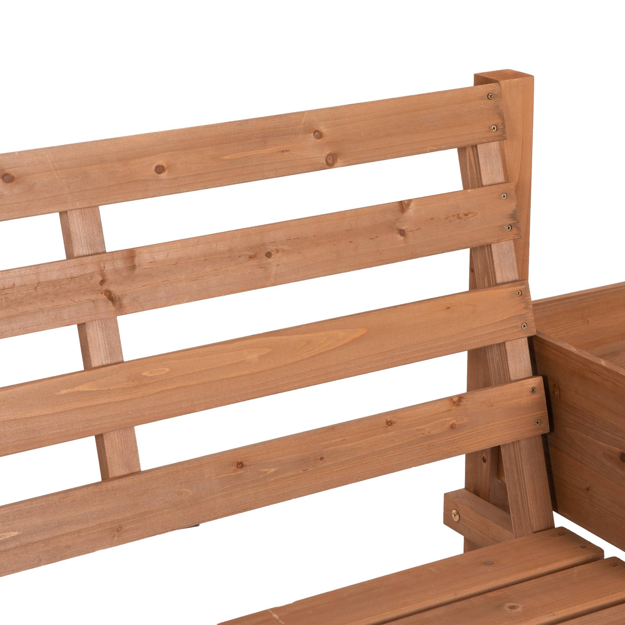 ComfortXL - Banc de jardin 2 places bois de sapin brun 184 x 59 x 95 cm extérieur avec jardinières intégrées latérales - Image 8