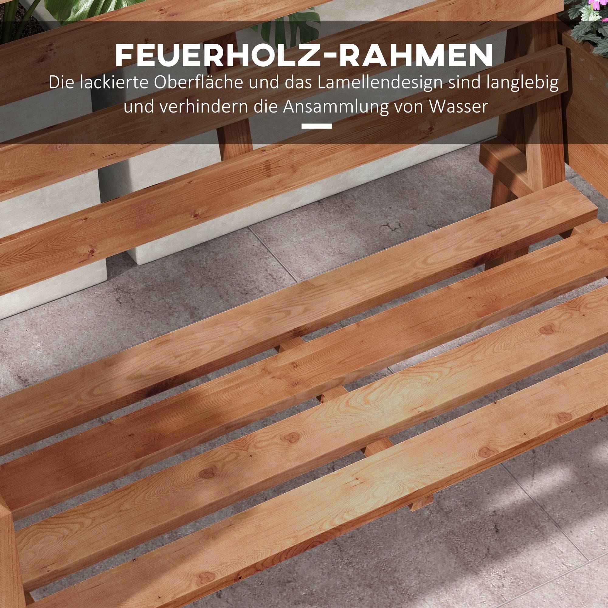 ComfortXL - Banc de jardin 2 places bois de sapin brun 184 x 59 x 95 cm extérieur avec jardinières intégrées latérales - Image 6