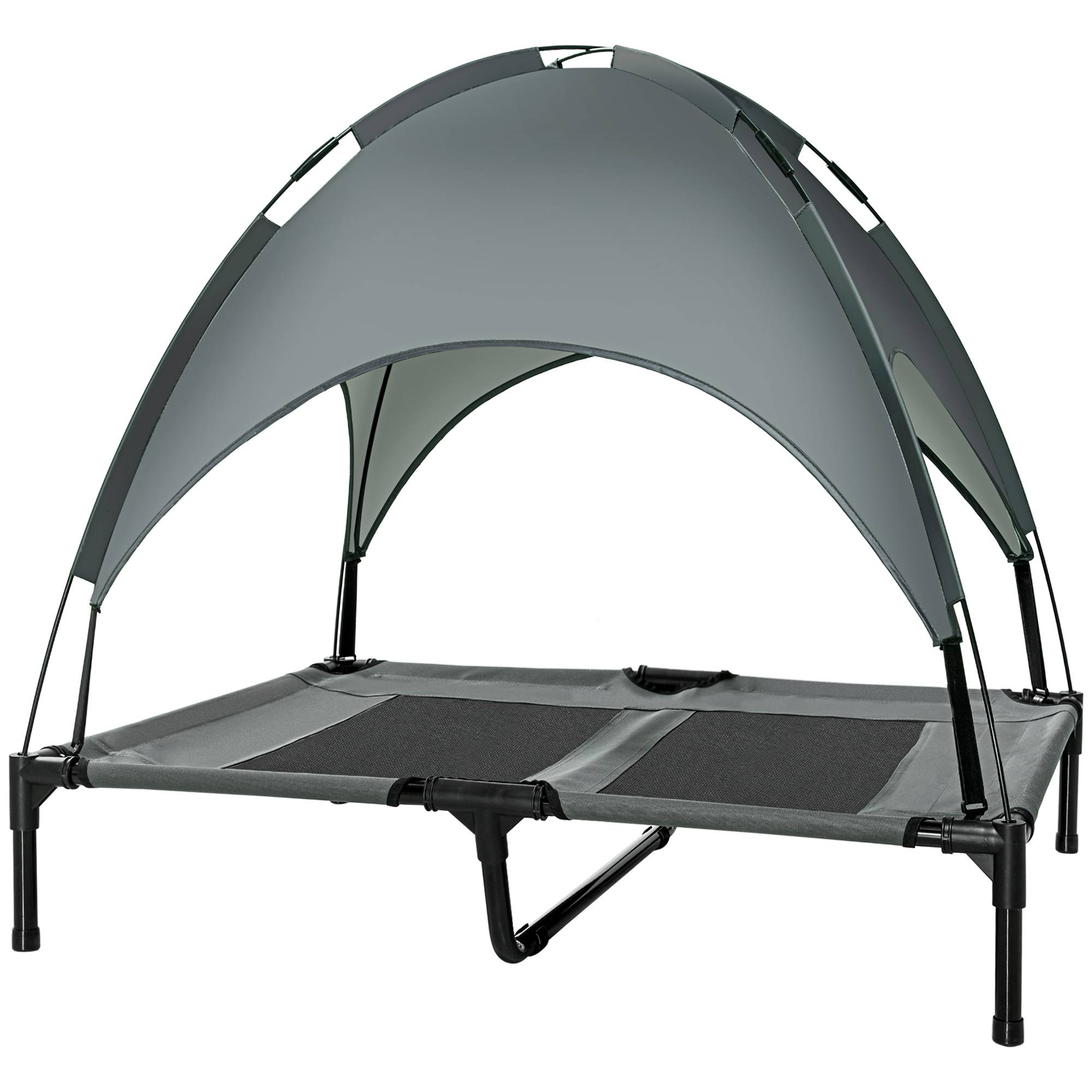 Lit surélevé chien métal extérieur aération maximale avec auvent 92x76cm gris - ComfortXL Outdoor Living - Image 2