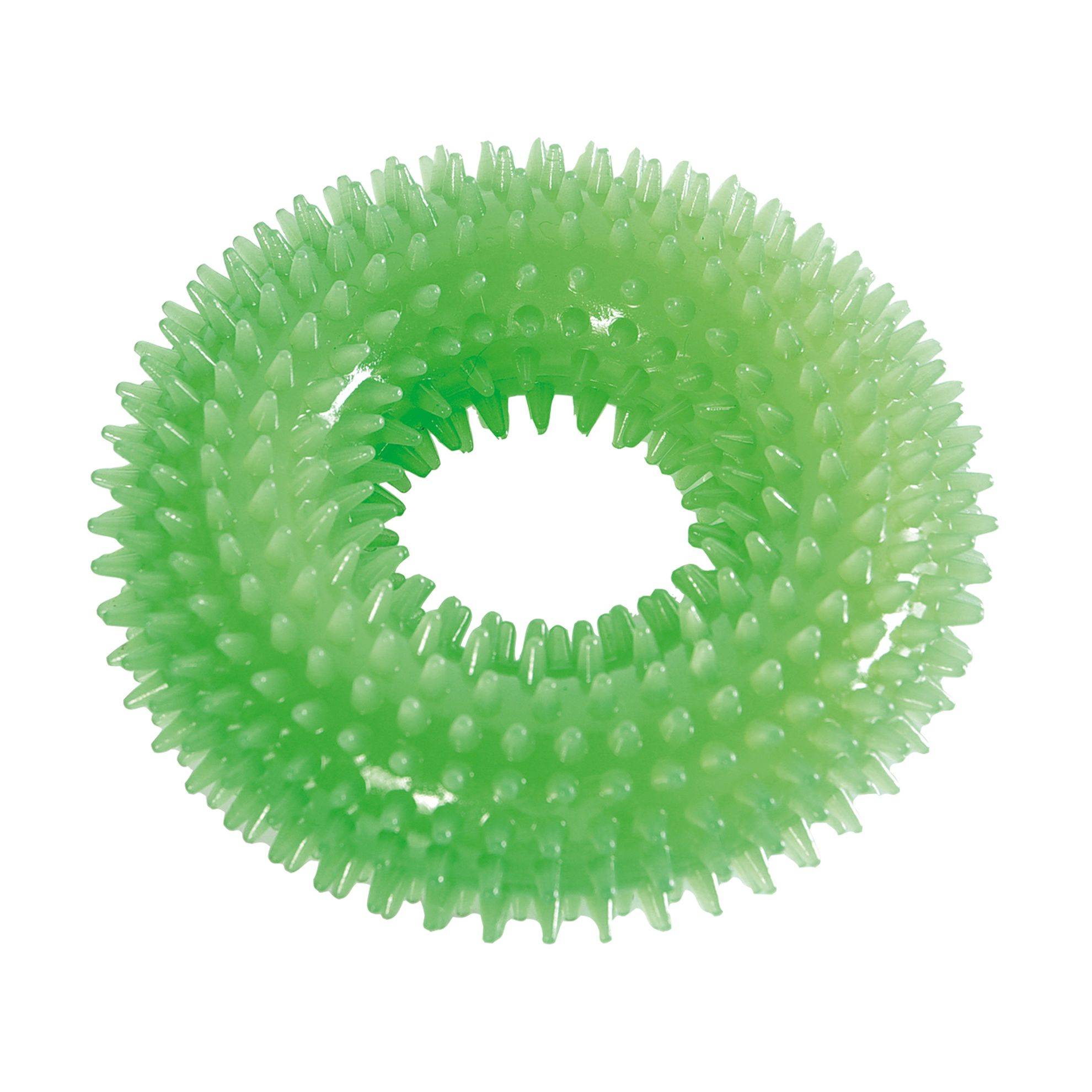Jouet phosphorescent TPR : anneaux à picos 12.5 cm DOOGY