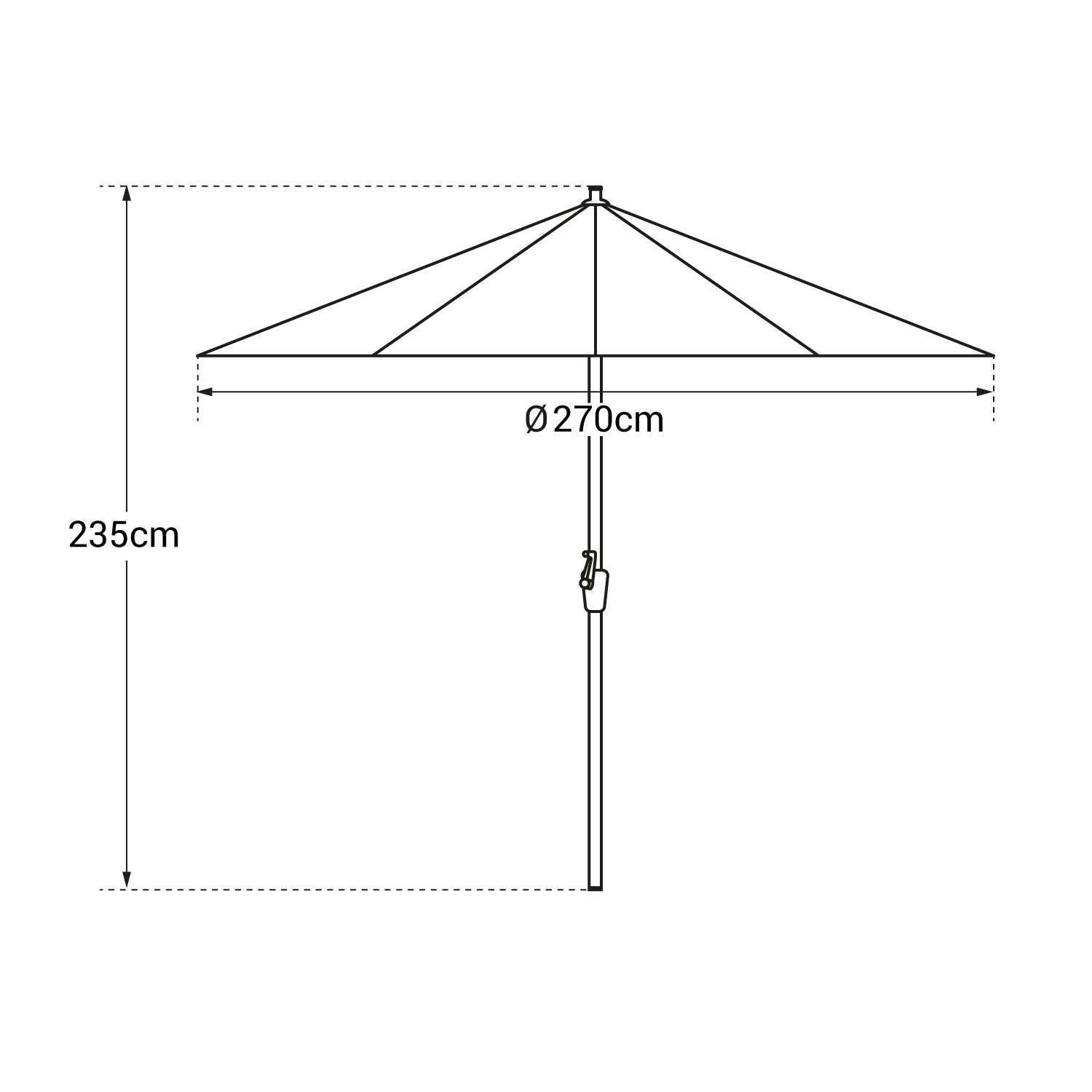 Parasol droit HAPUNA rond 2,70m de diamètre gris - HAPPY GARDEN - Imagen 4