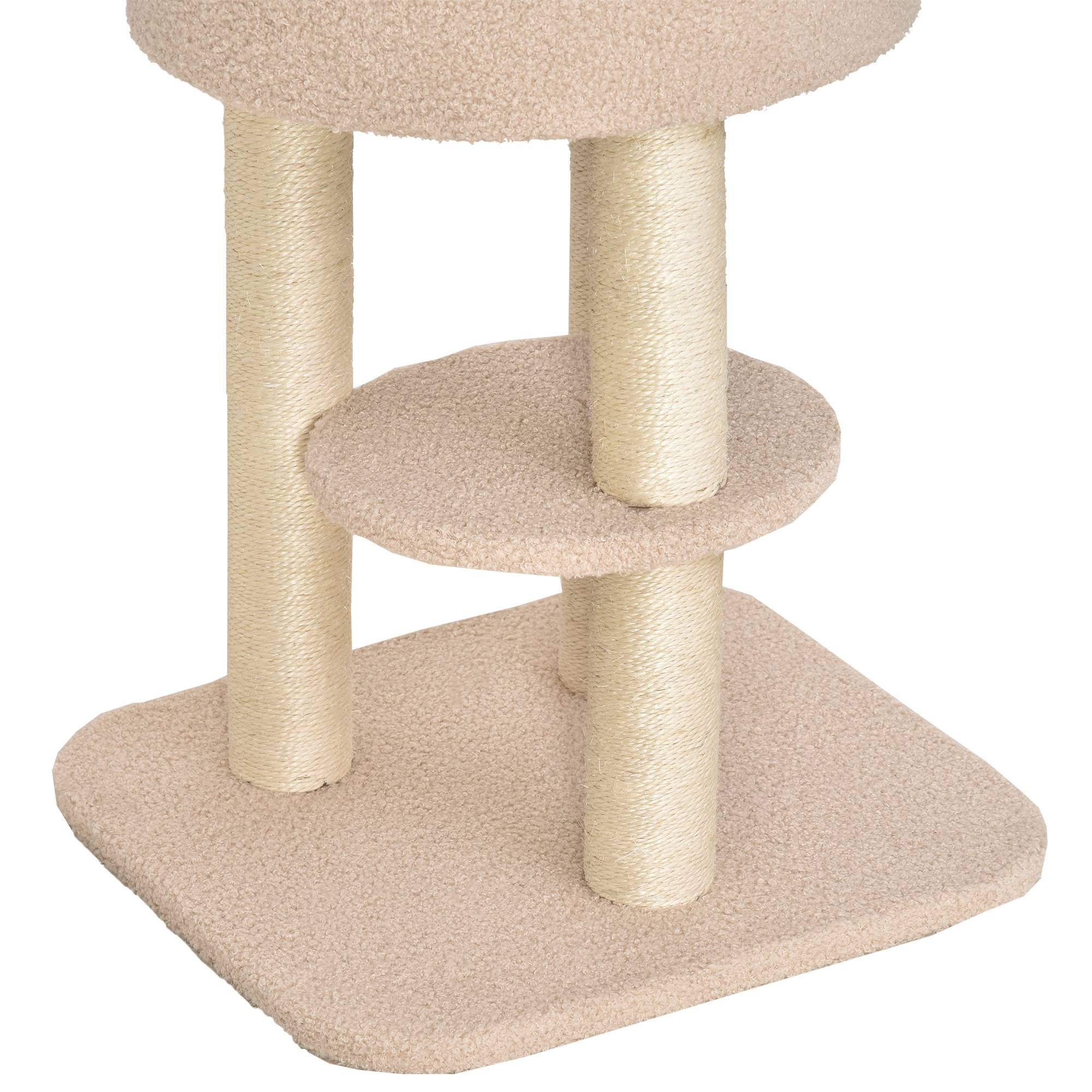 Pawhut - PawHut Arbre à Chats avec Griffoir Niche Poteaux Peluche Haute Densité 45L x 40L x 148H cm Beige - Imagen 7