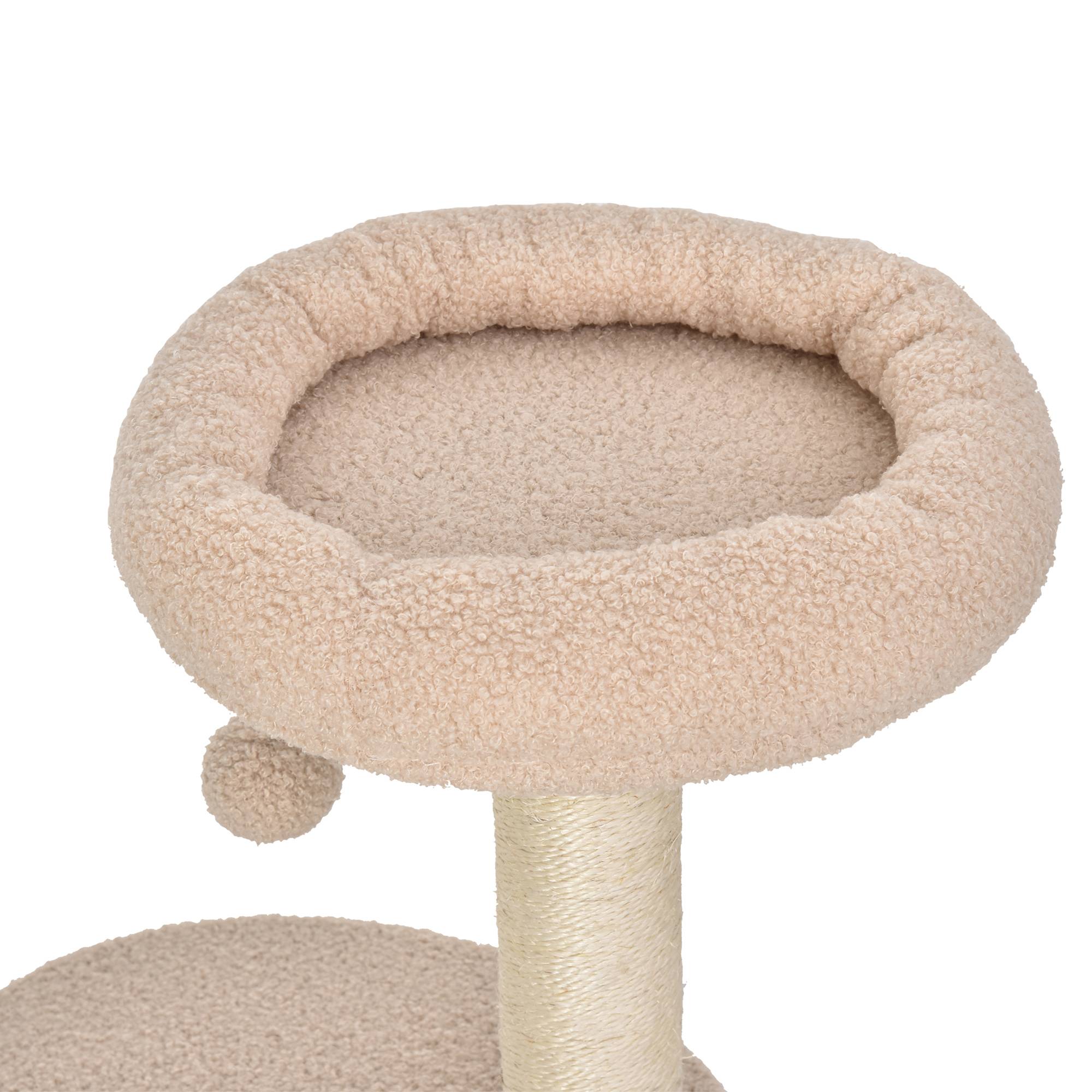 Pawhut - PawHut Arbre à Chats avec Griffoir Niche Poteaux Peluche Haute Densité 45L x 40L x 148H cm Beige - Imagen 9
