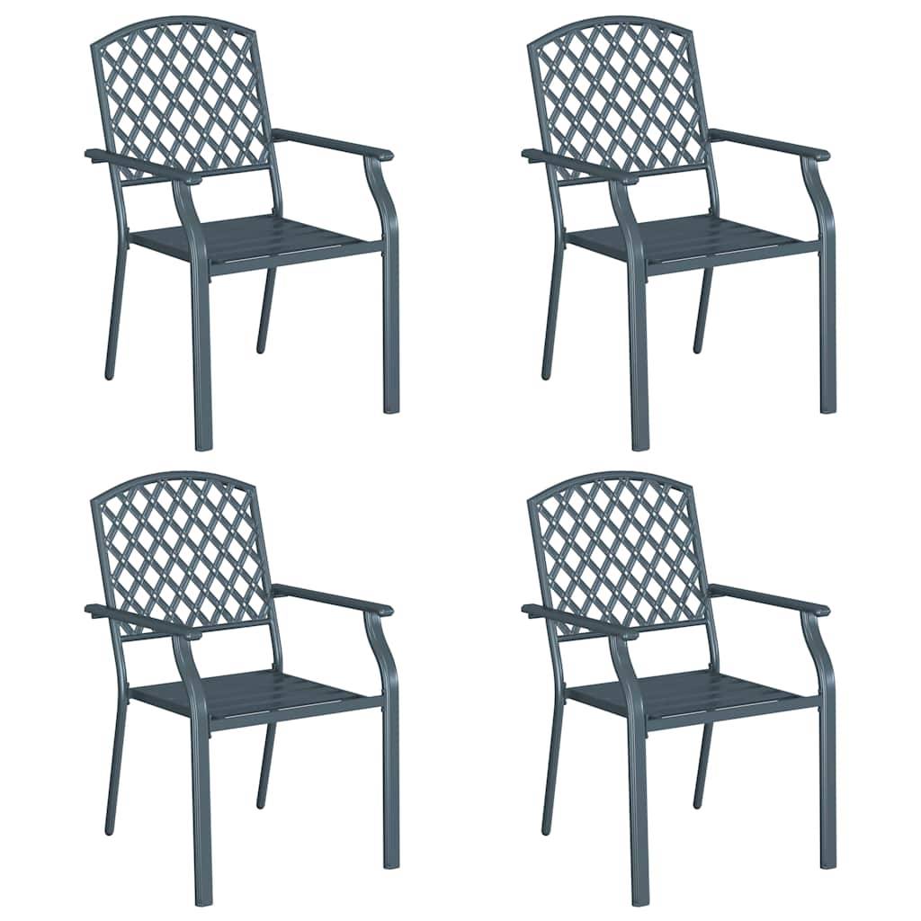 Chaise de jardin acier anthracite 56 x 65 x 89 cm lot de 4 - PANGIVO - Image 2