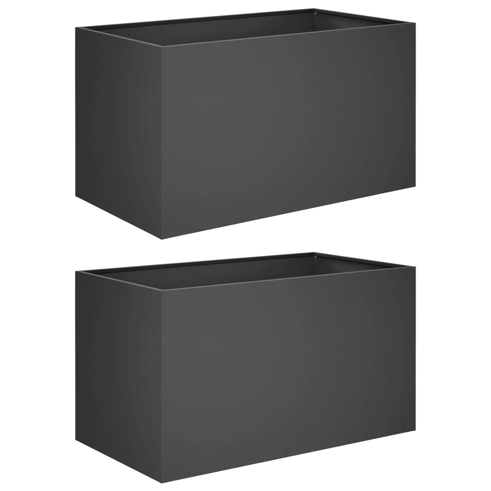 Vidaxl - Cache-pot de jardin 2 pc Noir 80 x 50 x 50 cm vidaXL 8005261 - Image 2