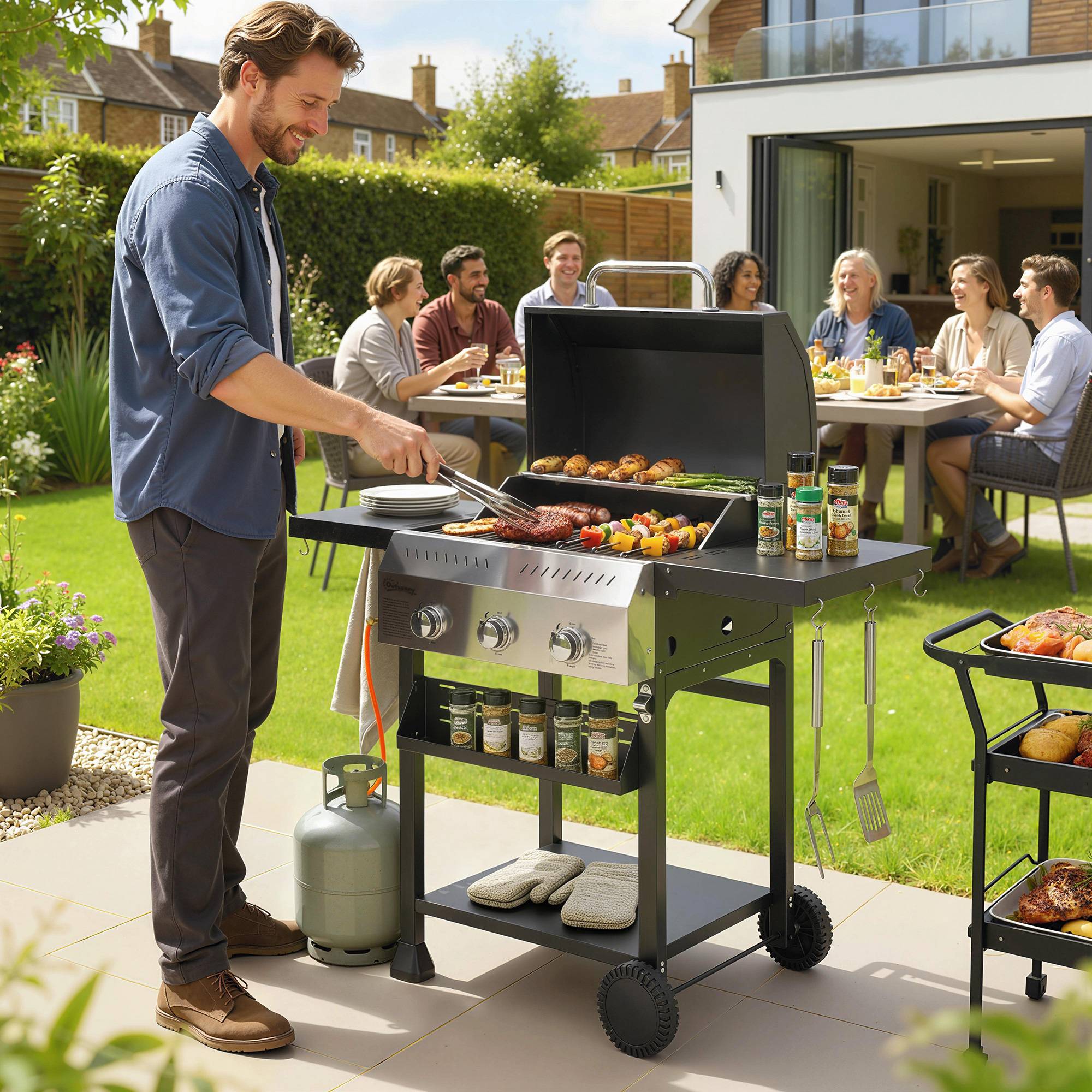 PANGIVO - Barbecue à gaz acier inoxydable gris 123 x 57 x 102 cm - PANGIVO - Image 3