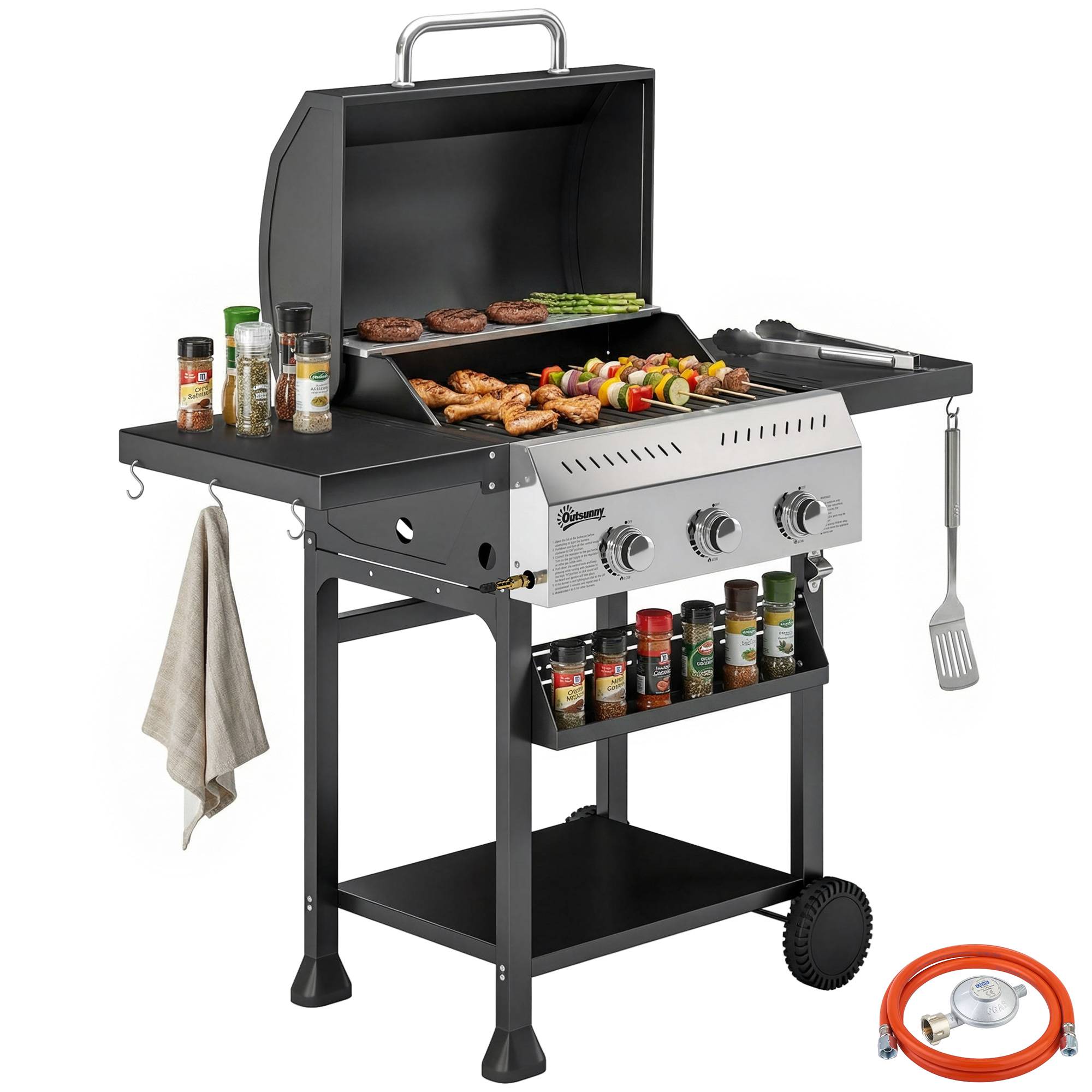 PANGIVO - Barbecue à gaz acier inoxydable gris 123 x 57 x 102 cm - PANGIVO - Image 1