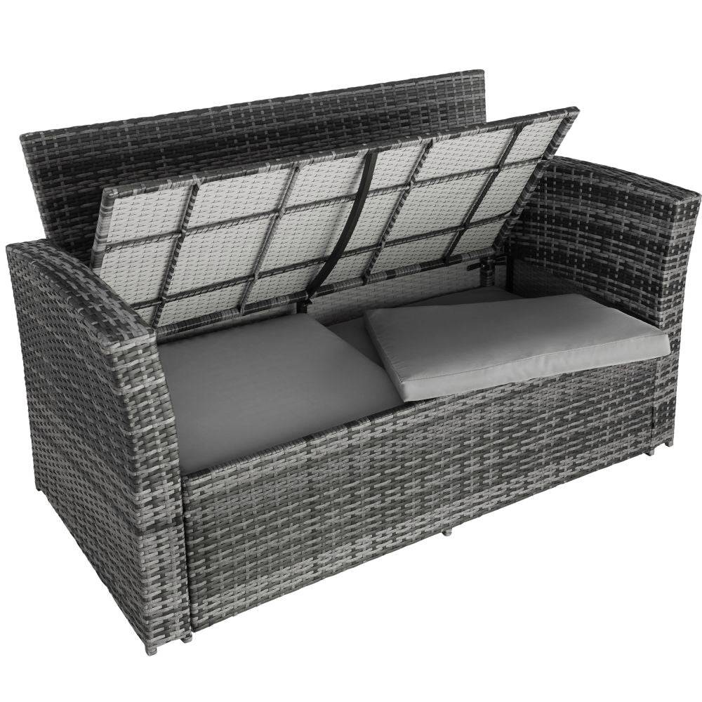 Helloshop26 - Salon de jardin rotin résine tressé synthétique 4 places avec housse de protection gris - Imagen 4