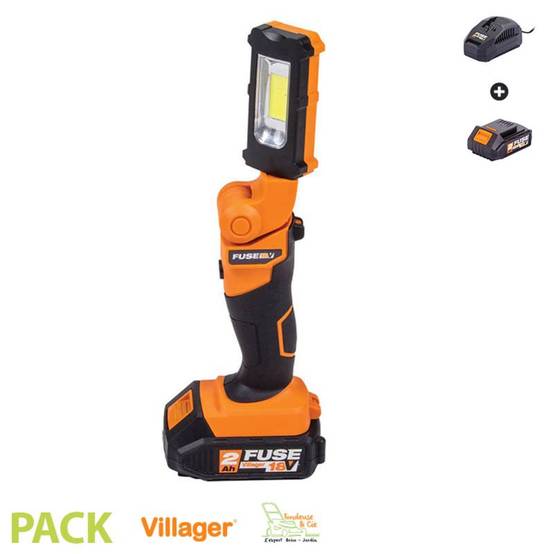 Lampe d'inspection électrique sans fil 18V pliante et tournante 180° avec batterie et chargeur Fuse VLN 9120. - Image 1