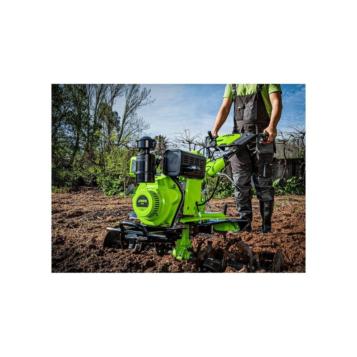 Motobineuse Diesel Moteur 4T 7 CV 246 cm3 Motoculteur avec fraises et butteur Démarrage électrique VITO - Image 7