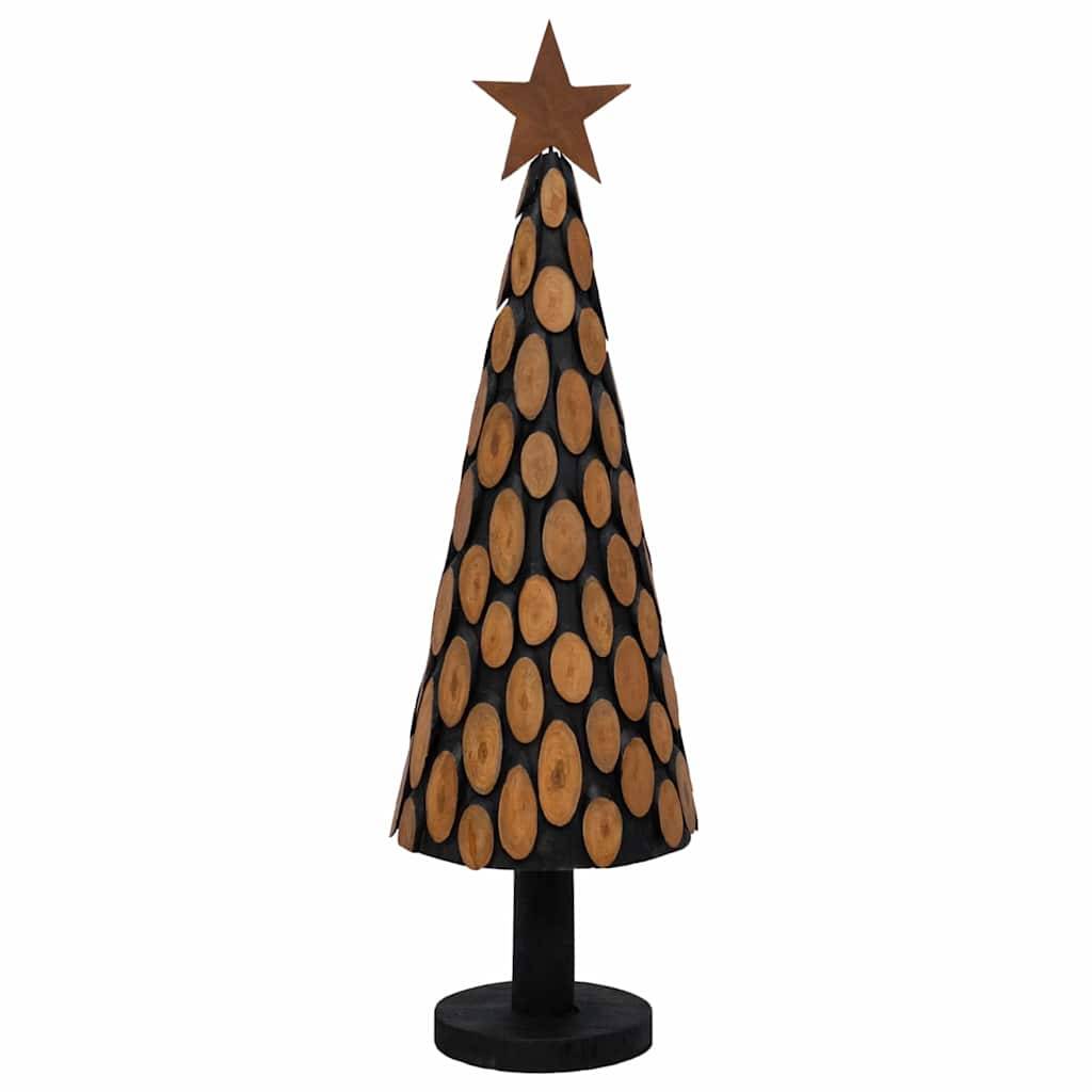 Sapin de Noël en bois de teck massif décoratif pour intérieur Marron 150 cm – ComfortXL Outdoor Living - Image 4