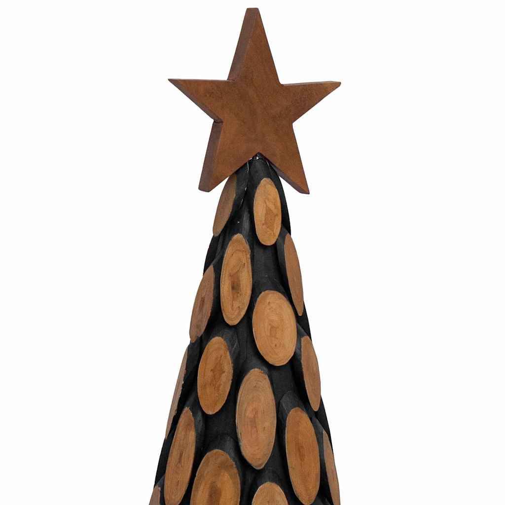 Sapin de Noël en bois de teck massif décoratif pour intérieur Marron 150 cm – ComfortXL Outdoor Living - Image 7