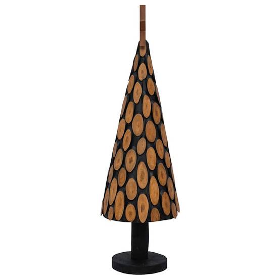 Sapin de Noël en bois de teck massif décoratif pour intérieur Marron 150 cm – ComfortXL Outdoor Living - Image 5